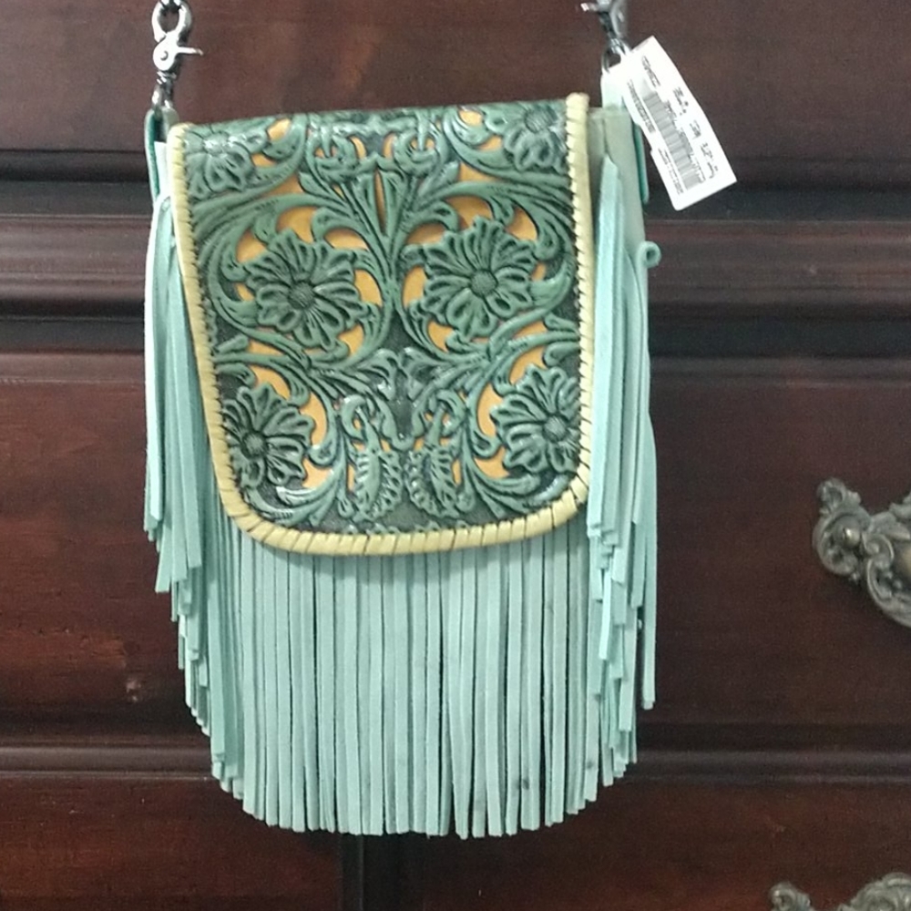 NWT Mountain West Leather Hand Tooled Style Bag